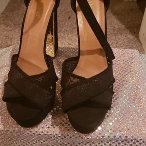 Black open toe heels